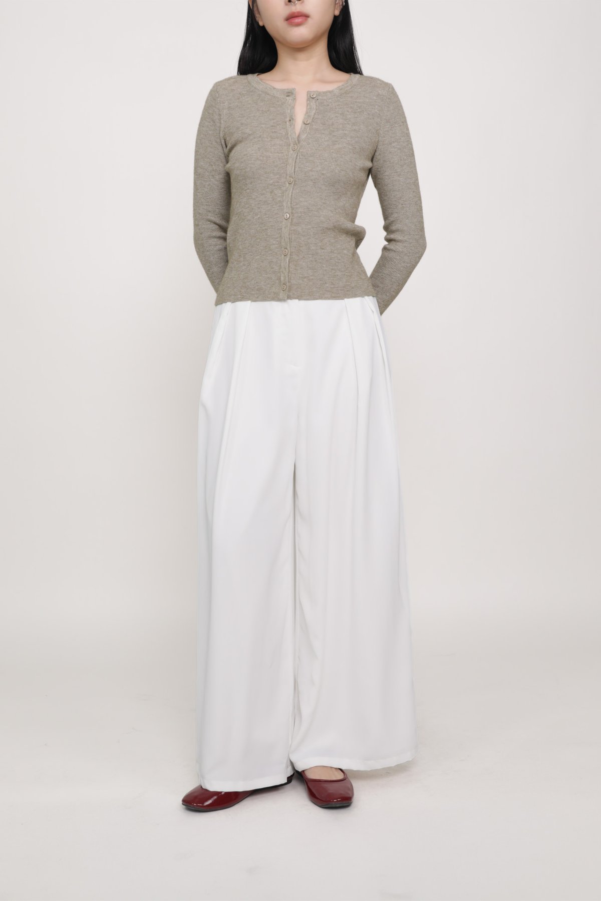 Samuel Pleated Wide Leg Pants (White)