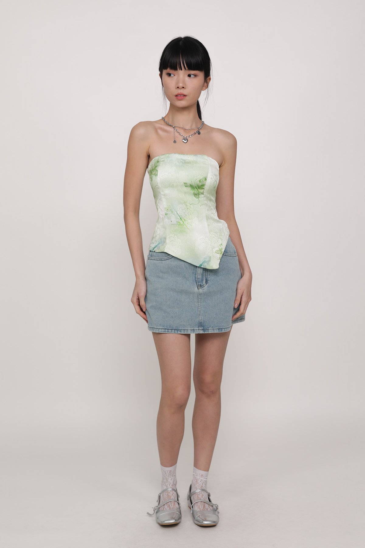 Willow Asymmetrical Tube Padded Top (Green)