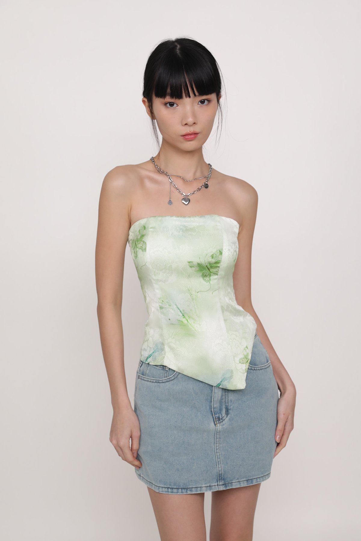 Willow Asymmetrical Tube Padded Top (Green)