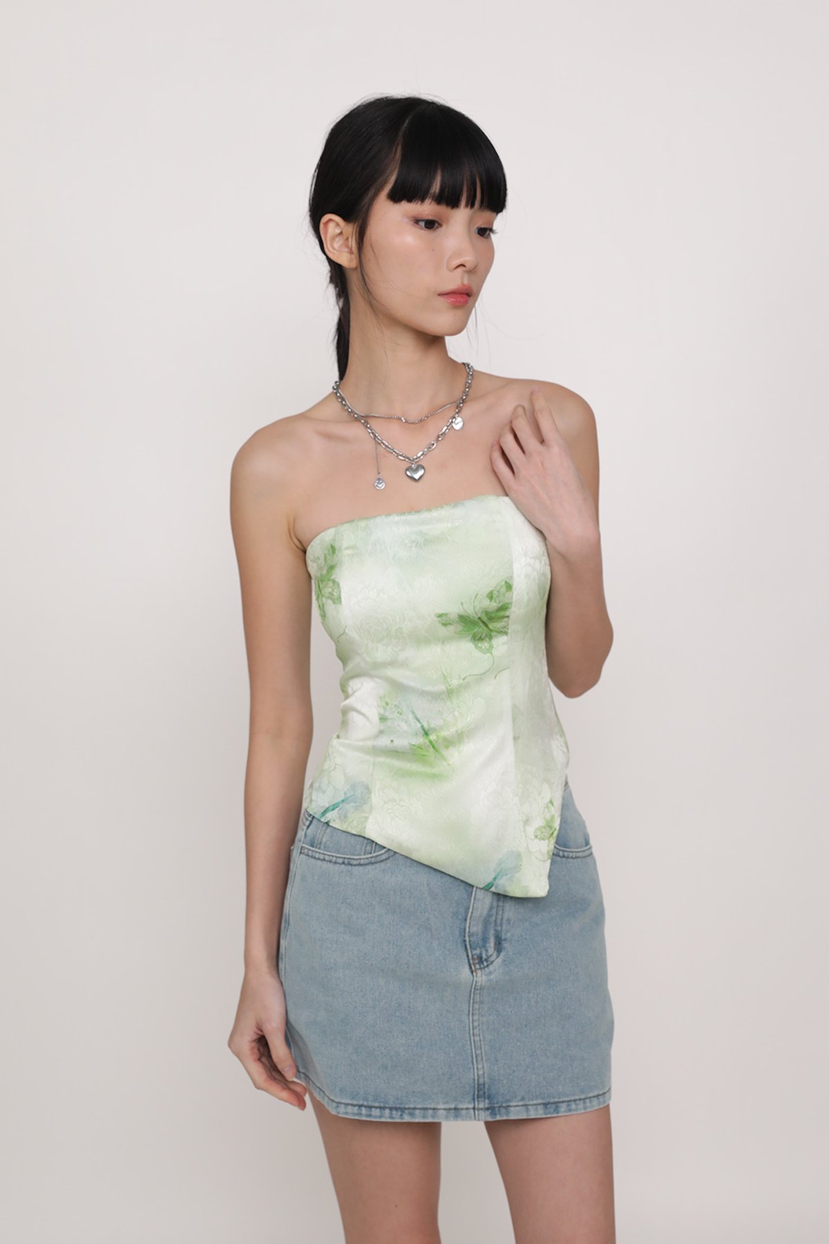 Willow Asymmetrical Tube Padded Top (Green)