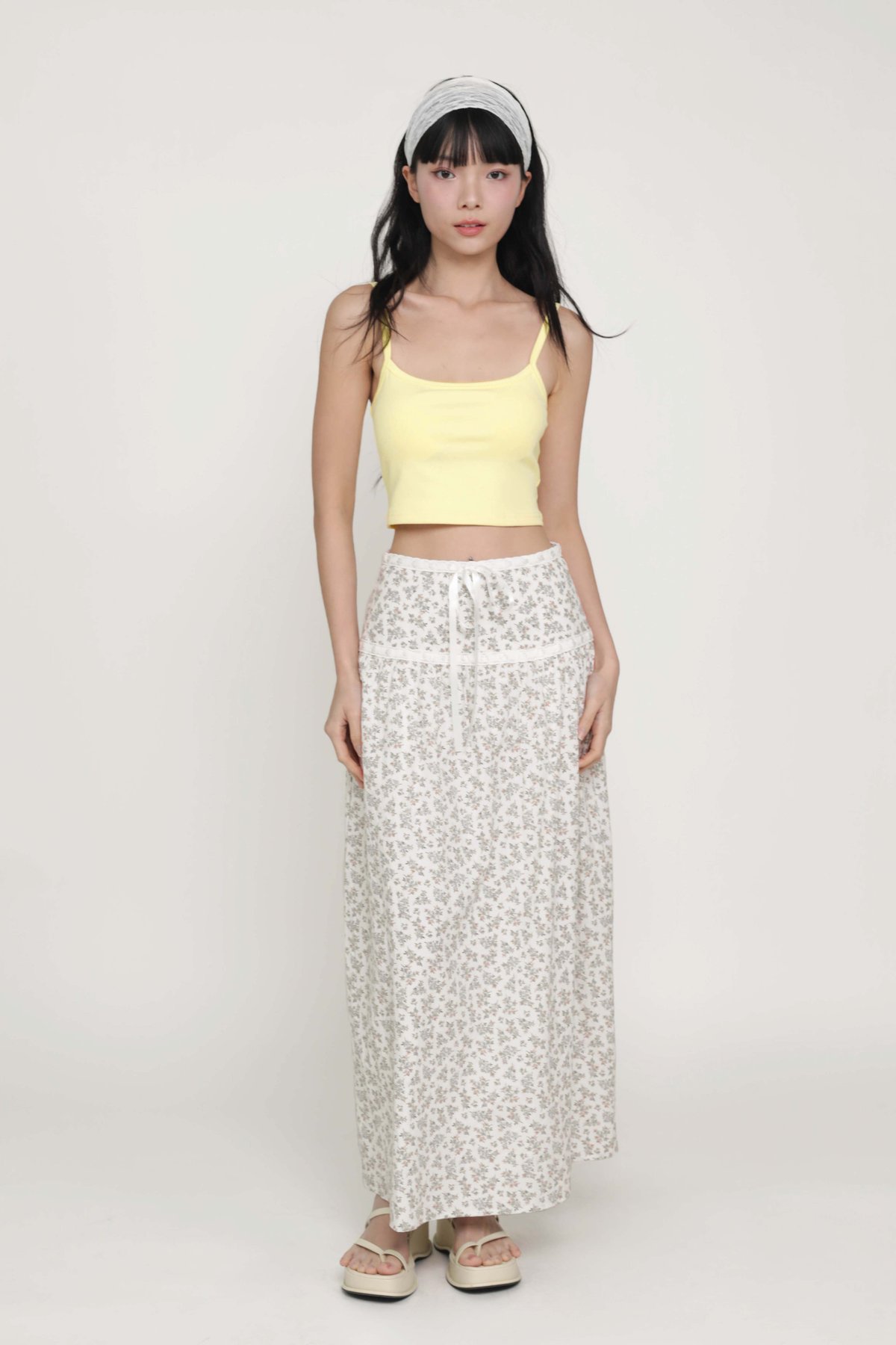 Winifred Ribbon Embroidery Maxi Skirt (Mini Blooms)