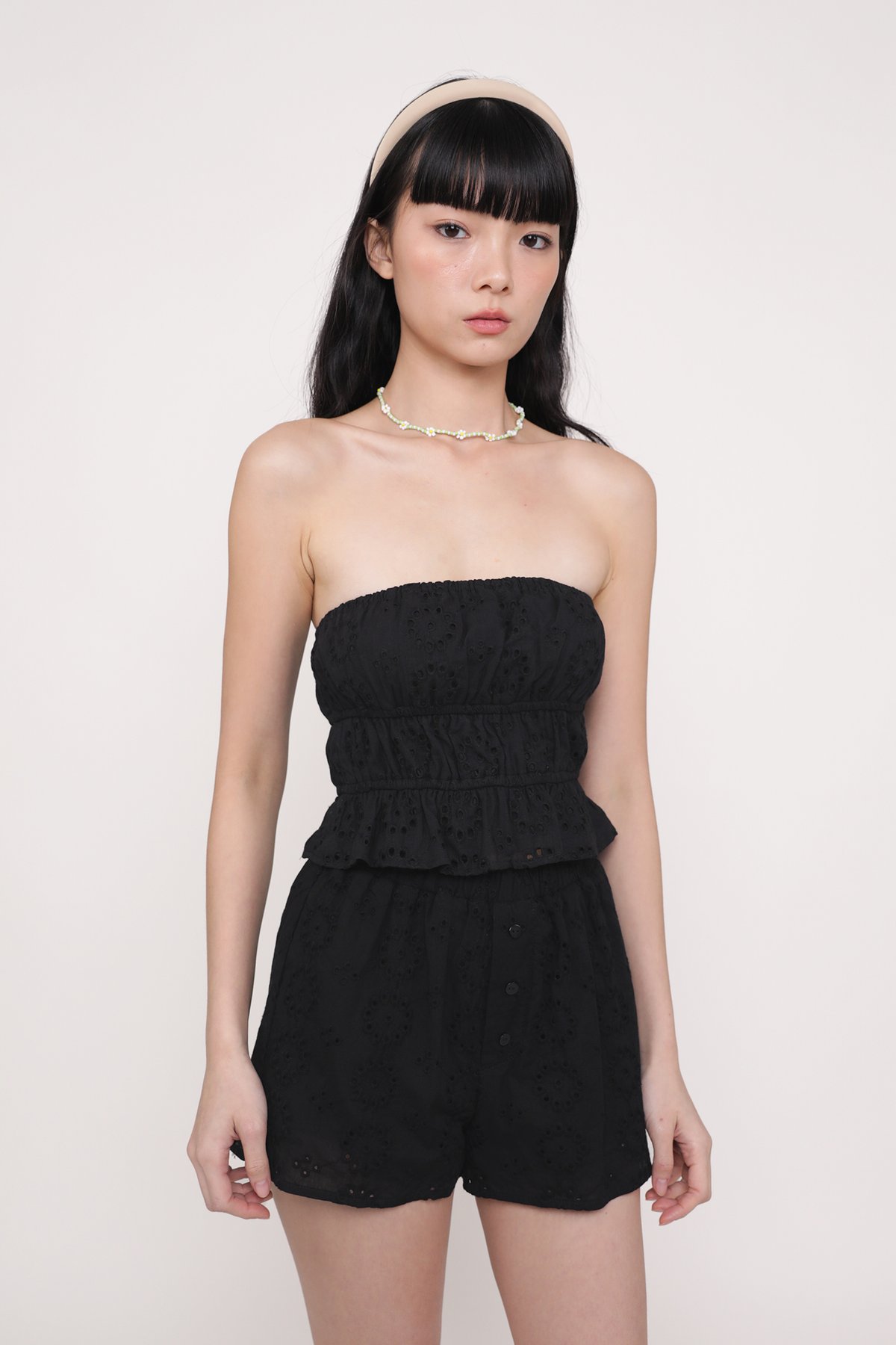 Sherrie Eyelet Tube Top (Black)