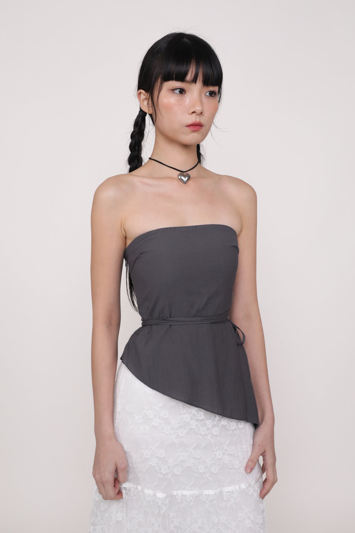 Karin Asymmetrical Tube Top (Grey)