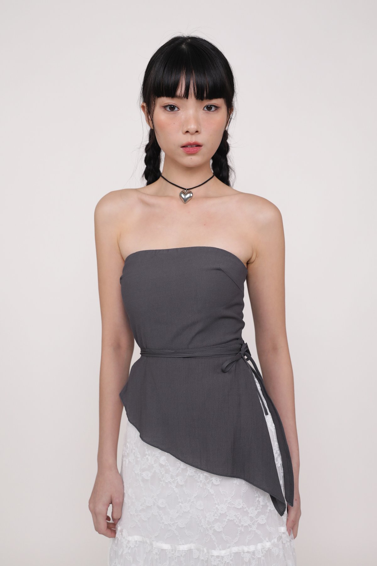 Karin Asymmetrical Tube Top (Grey)