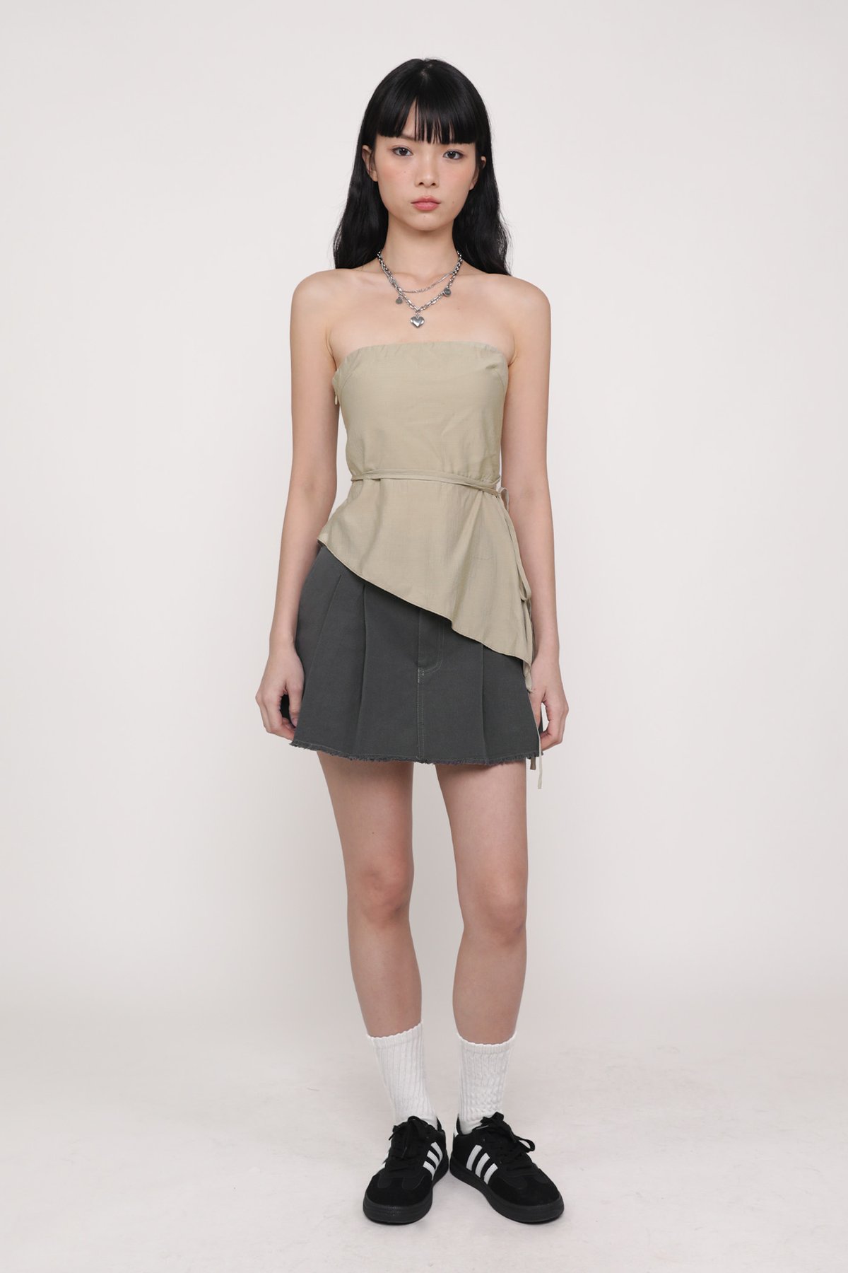 Karin Asymmetrical Tube Top (Light Khaki)