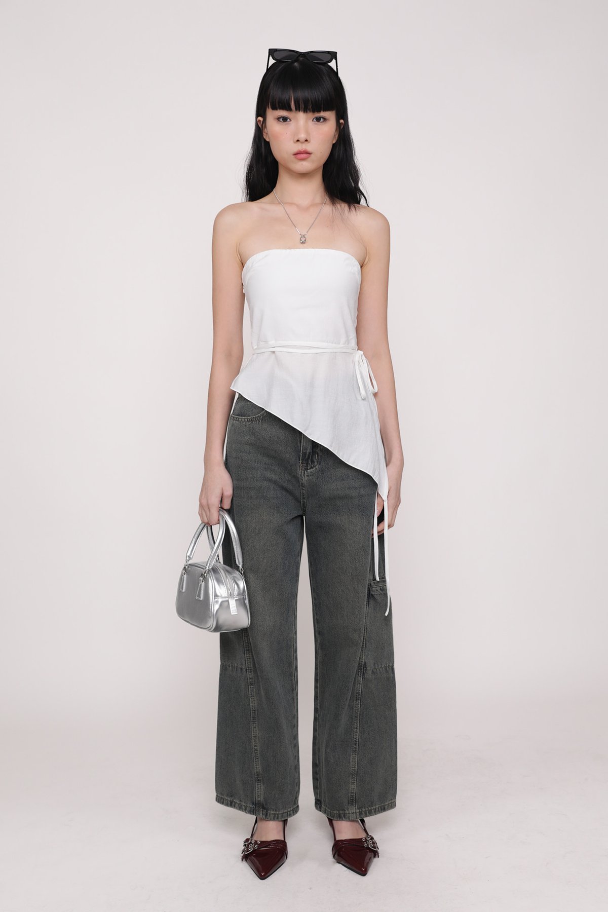 Karin Asymmetrical Tube Top (White)