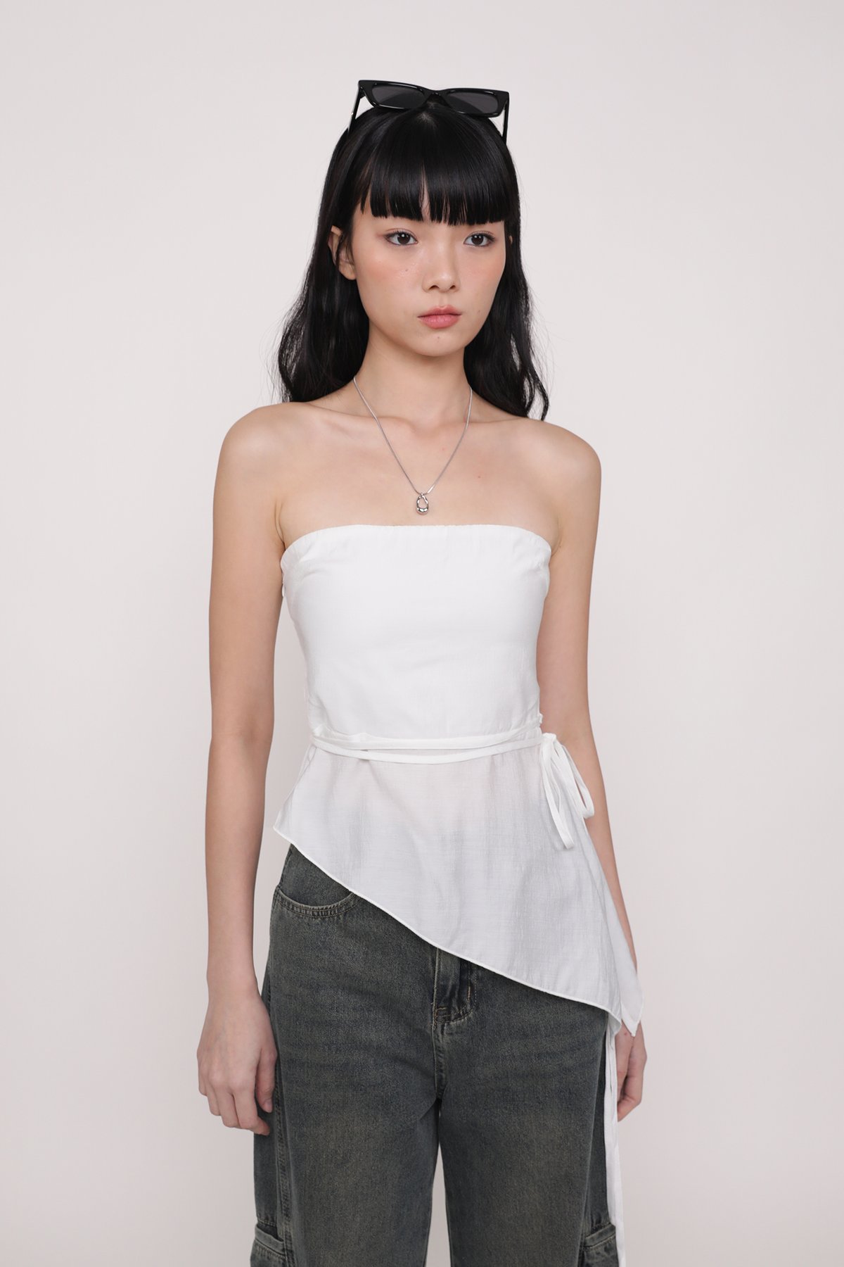 Karin Asymmetrical Tube Top (White)