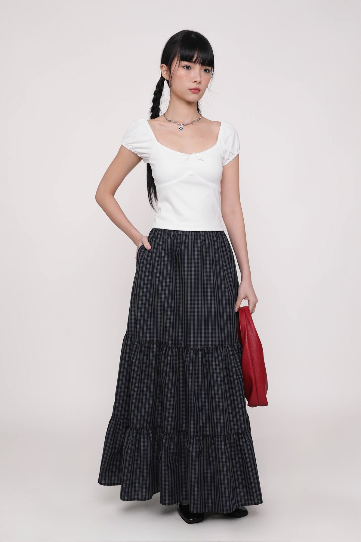 Alanis Ribbon Sleeve Padded Top (White)