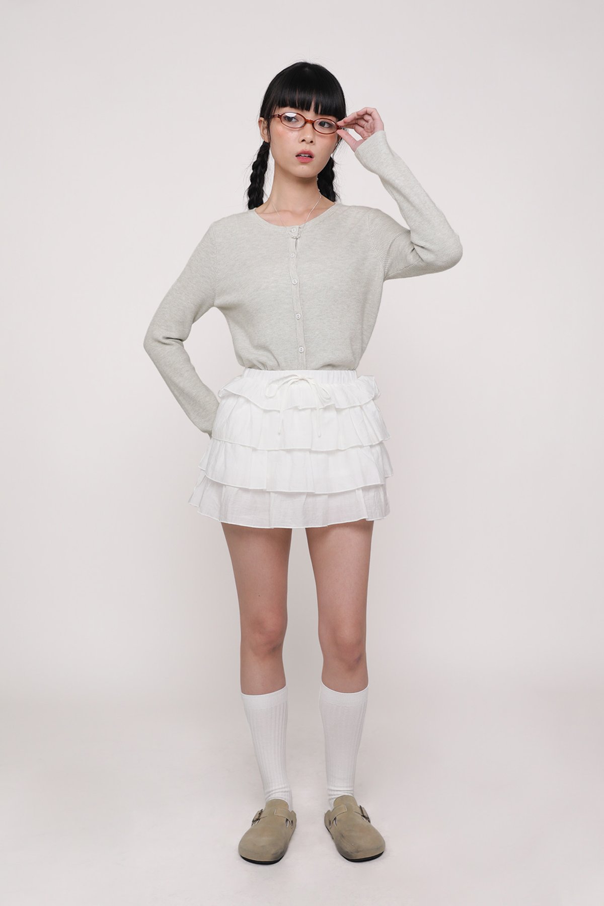 Chiara Tiered Skorts (White)