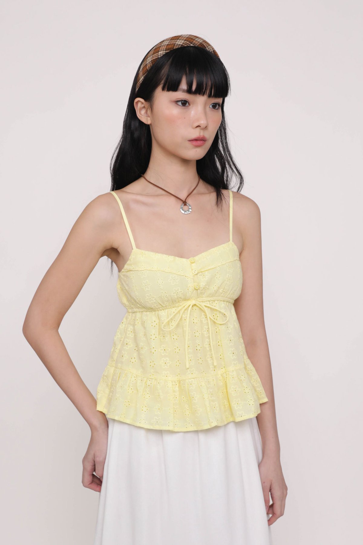 Lenora Eyelet Babydoll Top (Yellow)