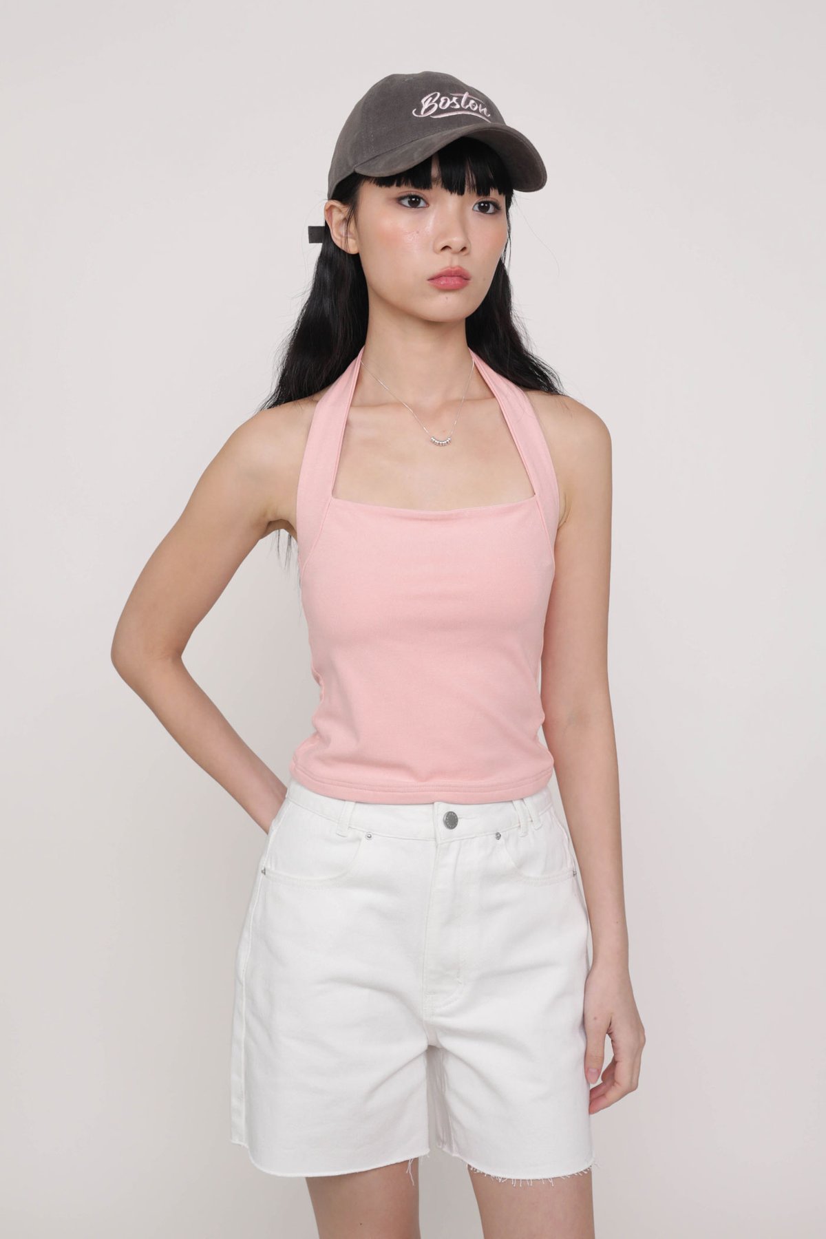 Elvina Raw Hem Mom Shorts (White)