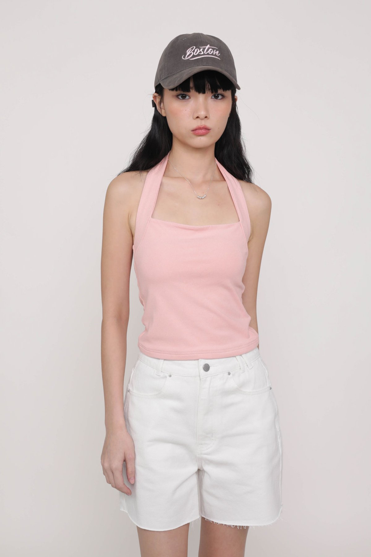 Elvina Raw Hem Mom Shorts (White)