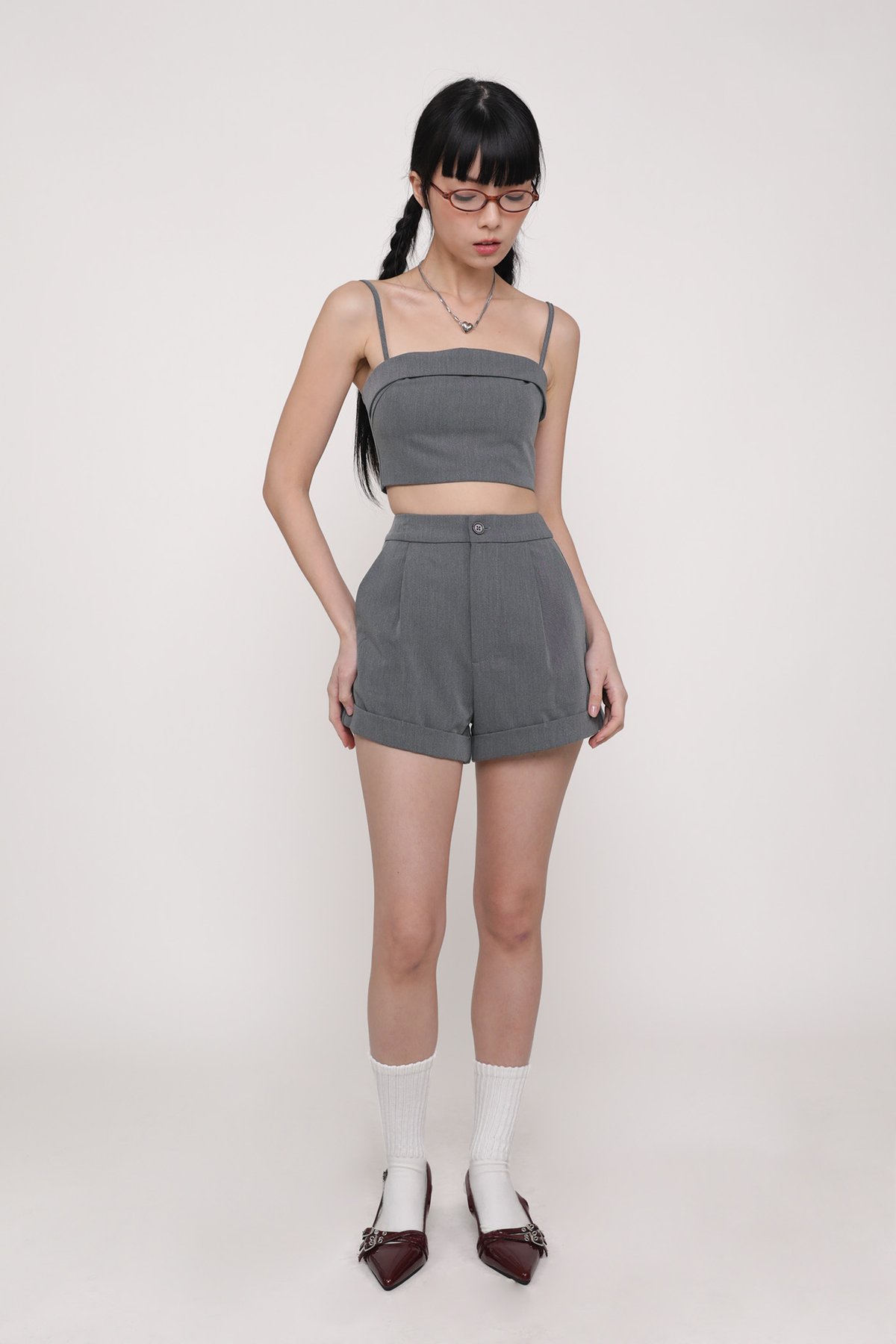 Gemina Crop Padded Top (Grey)