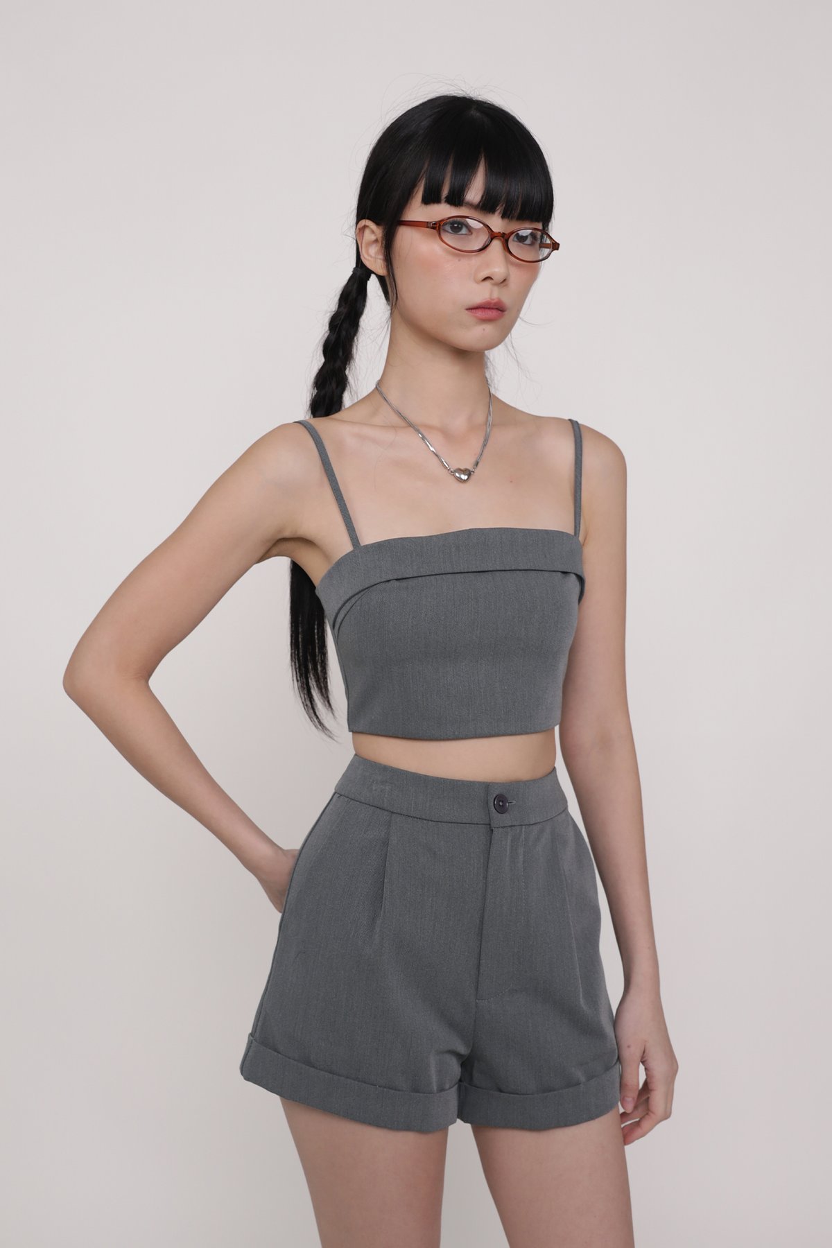 Gemina Crop Padded Top (Grey)