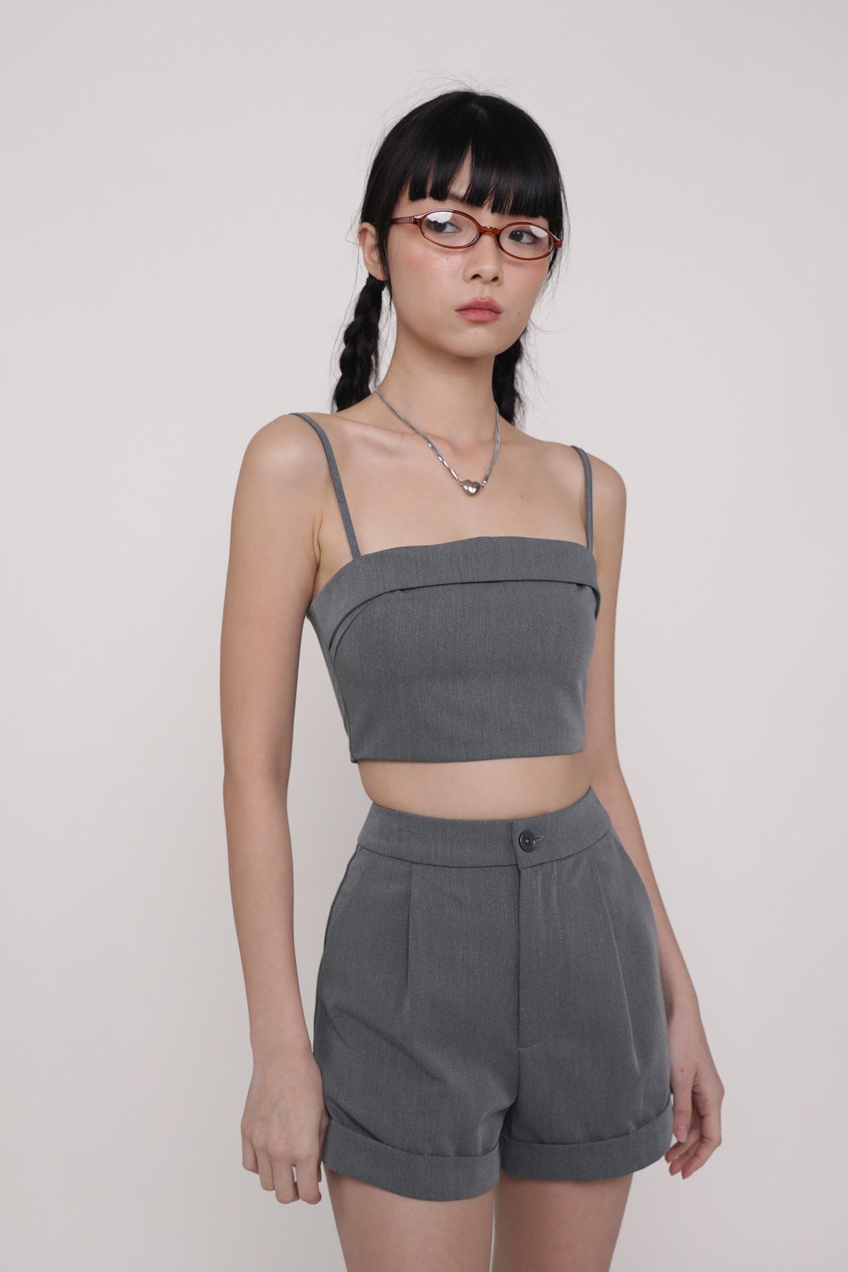 Gemina Crop Padded Top (Grey)