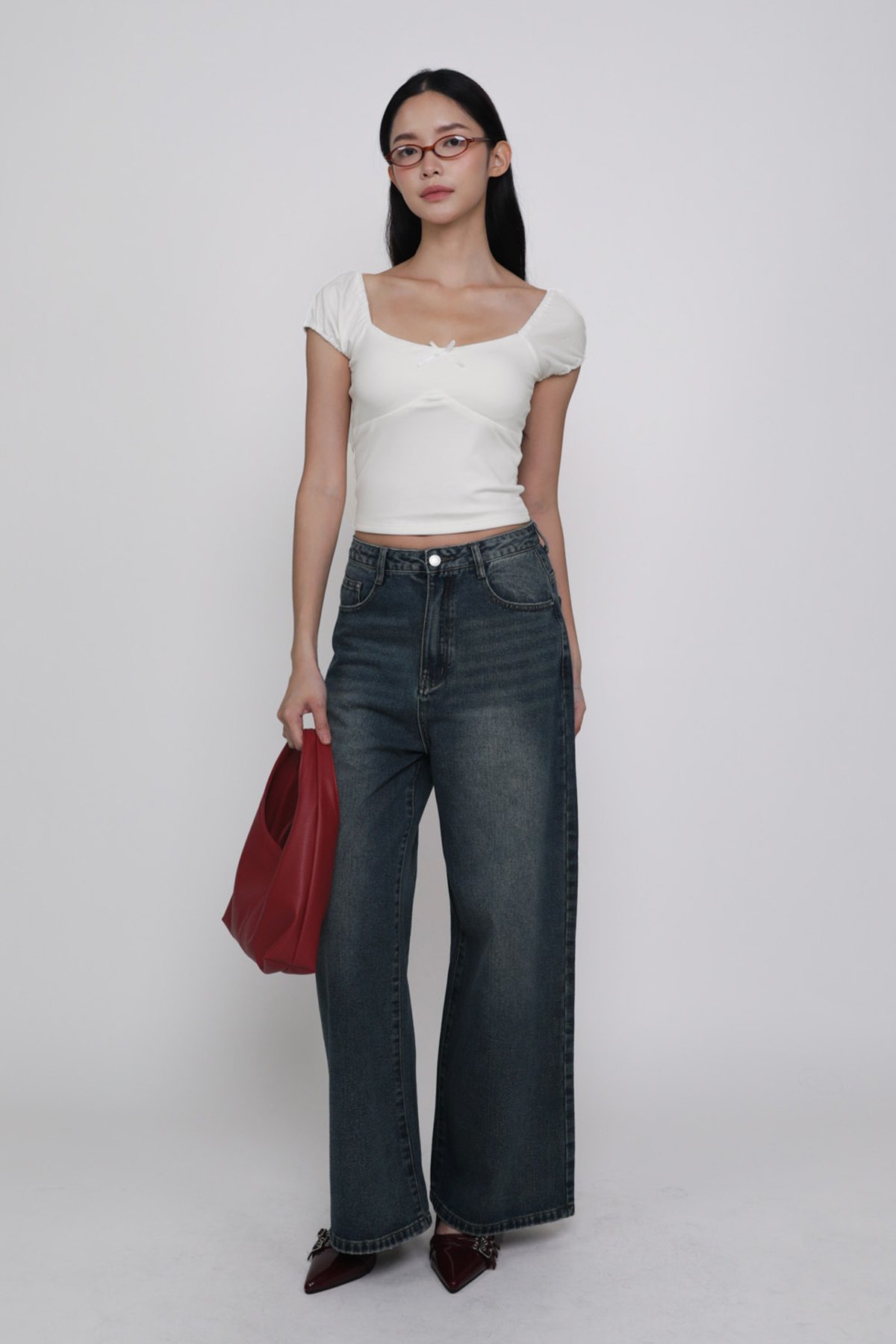 Alanis Ribbon Sleeve Padded Top (Off White)