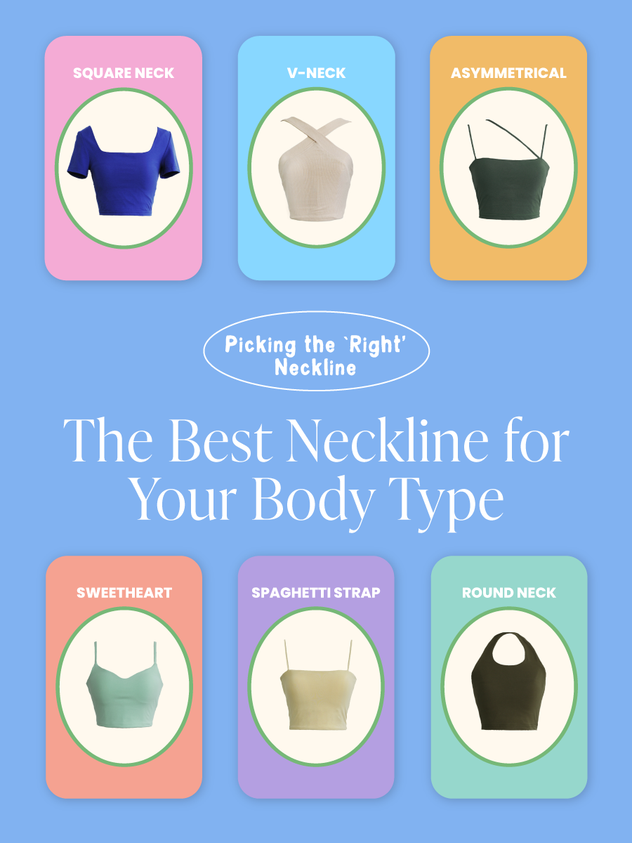 A square neckline is ideal for those with broad shoulders as it