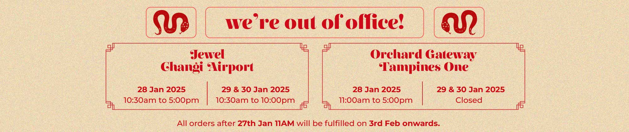 CNY Store Closure and OOO