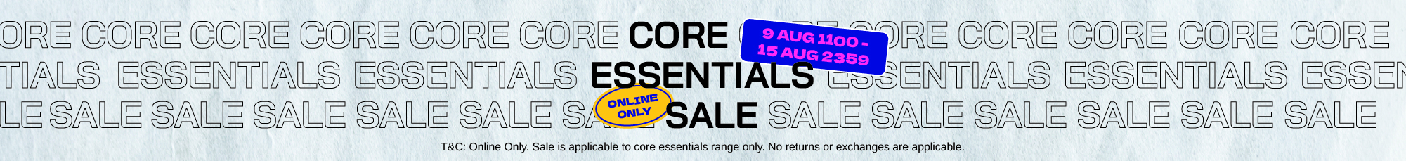 Aug Core Essential Sale Banner