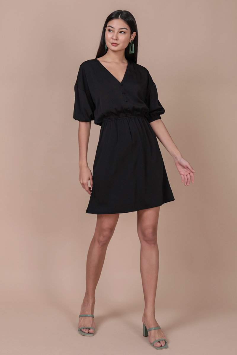 Sania Button Dress (Black)