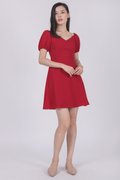 Trisha-Red-Puffy-Sleeve-Dress-Image-1-The-Tinsel-Rack-Singapore