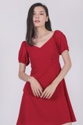 Trisha-Red-Puffy-Sleeve-Dress-Image-3-The-Tinsel-Rack-Singapore