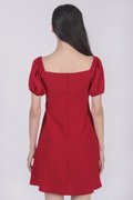 Trisha-Red-Puffy-Sleeve-Dress-Image-5-The-Tinsel-Rack-Singapore
