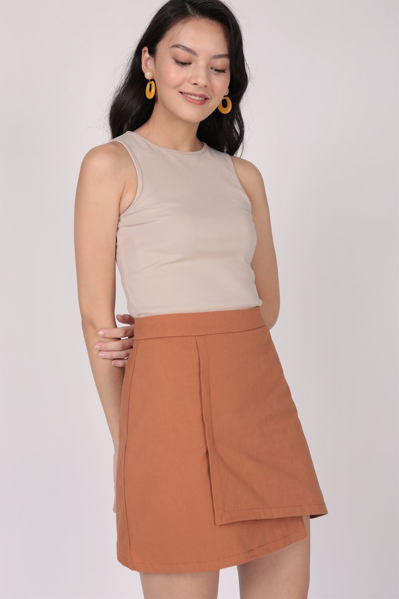 Tan asymmetrical clearance skirt