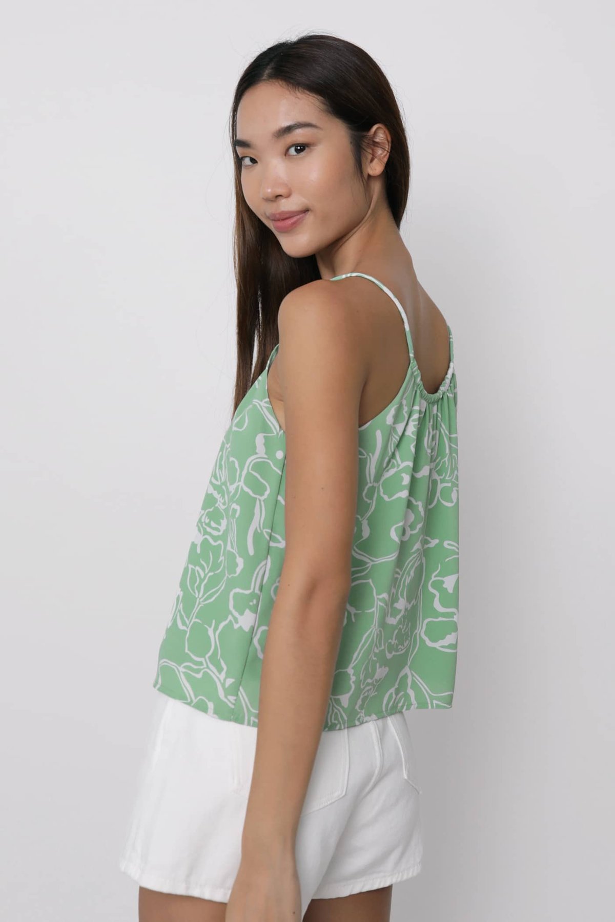 Duffy Spag Top (Green Florals)