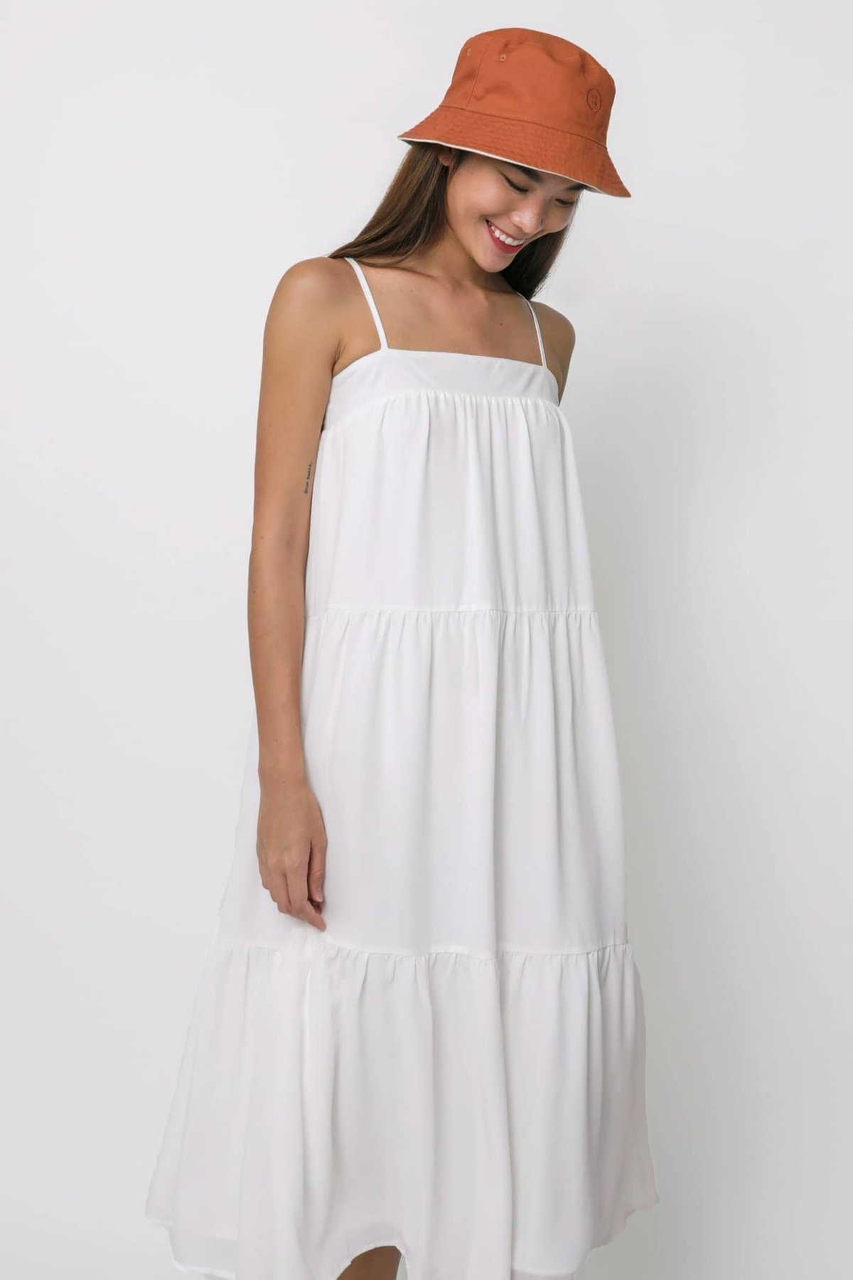 Frida Tent Midi Dress (White)