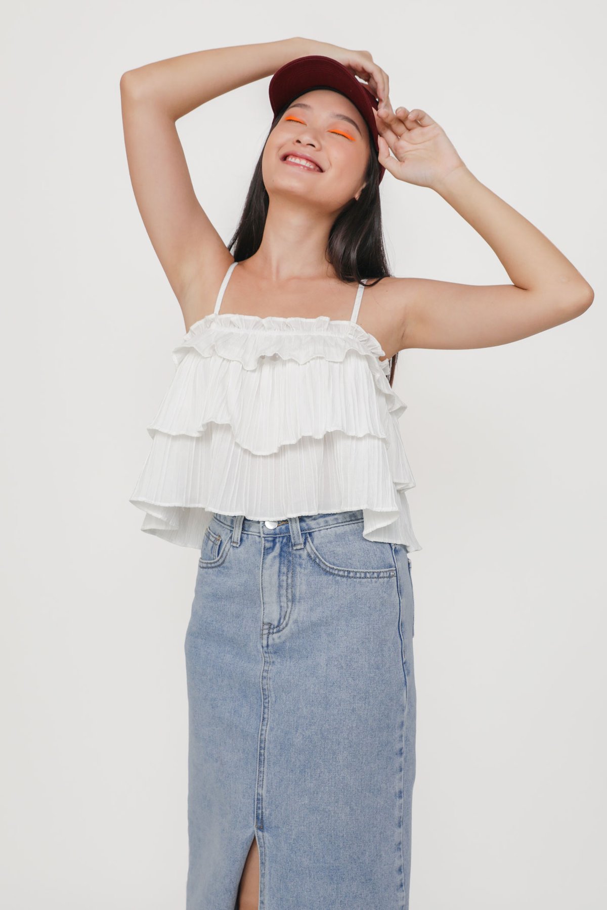 Merryn Textured Spag Top (White)