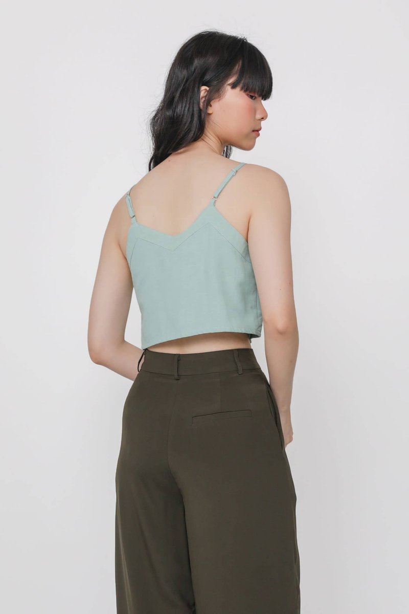 Kaira Button Crop Top (Mint) | The Tinsel Rack