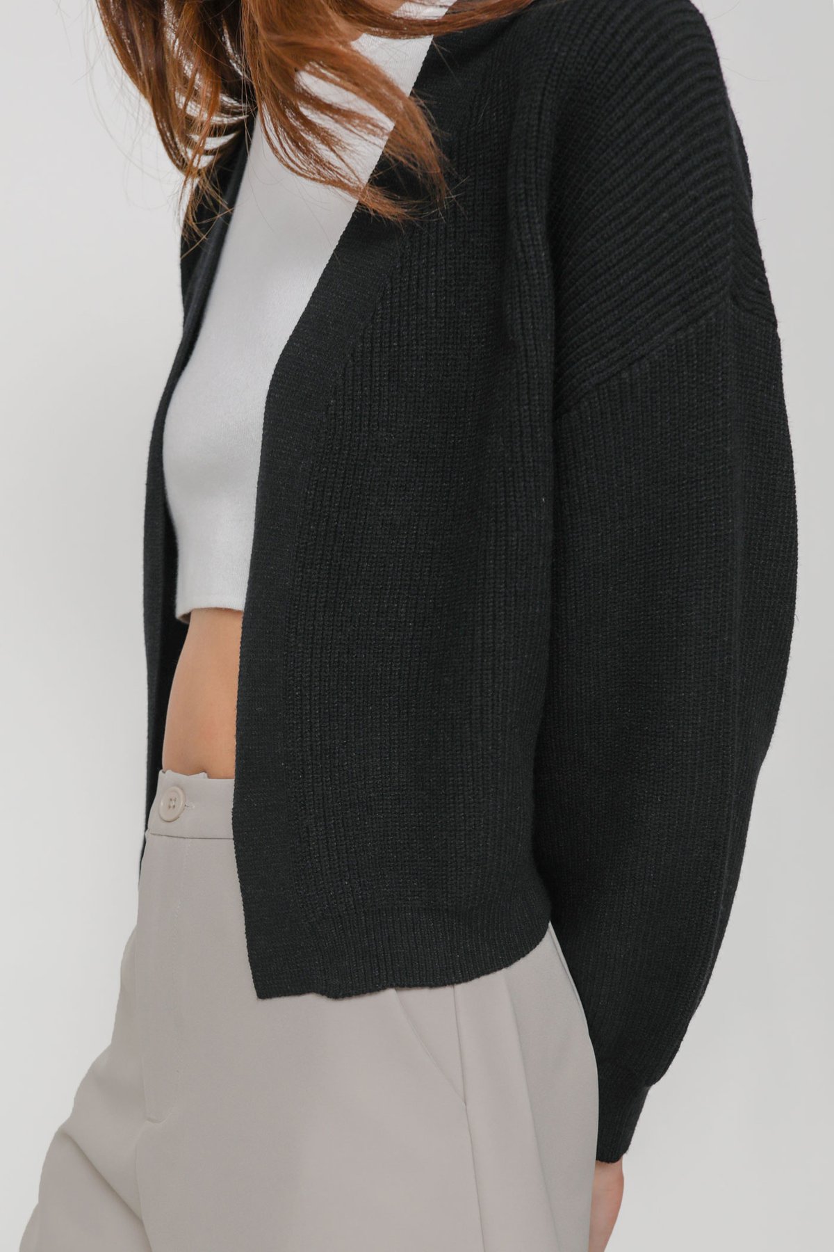 Odette Knit Crop Cardigan (Black)