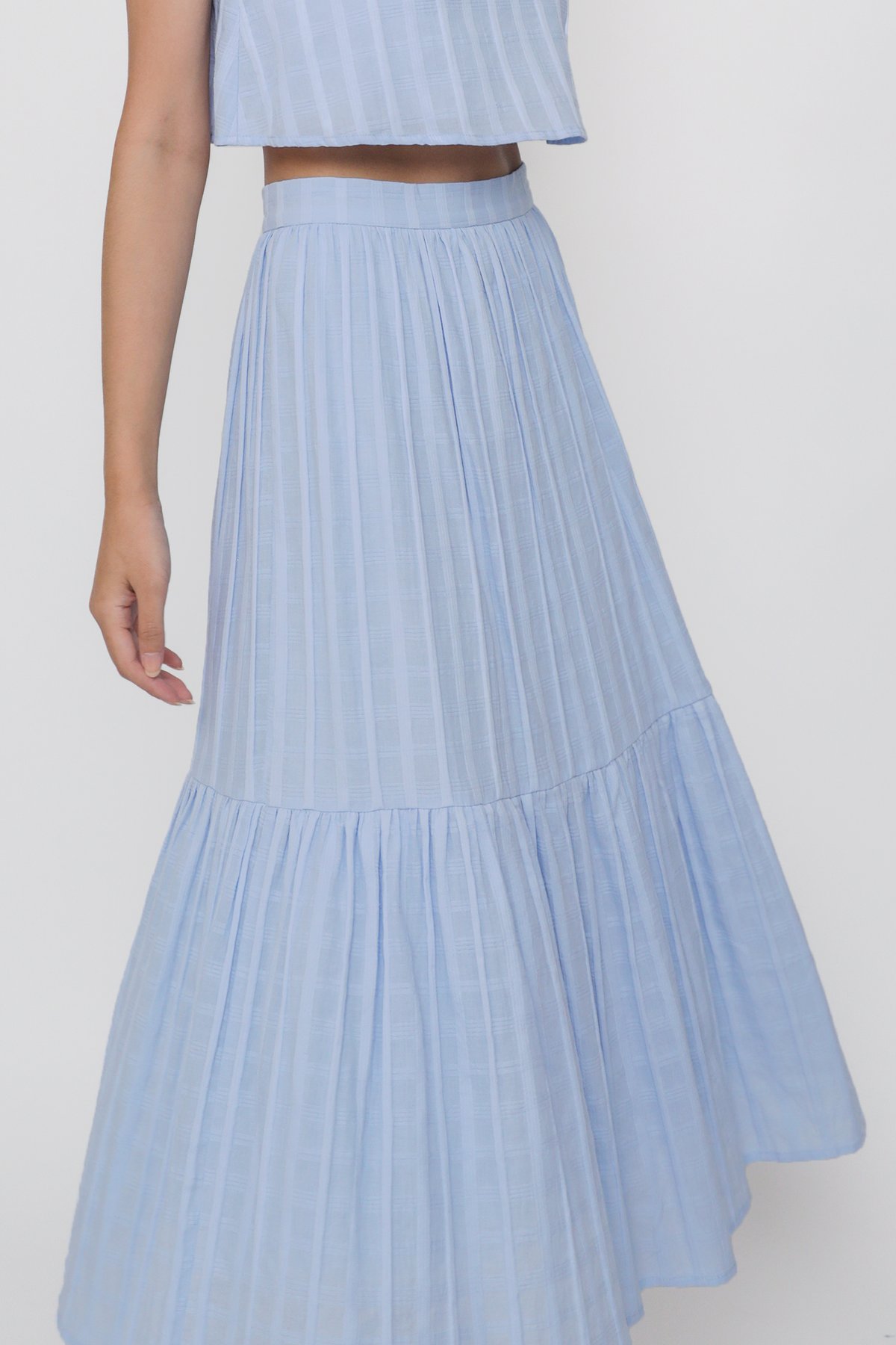 Adena Tiered Skirt (Blue Gingham)
