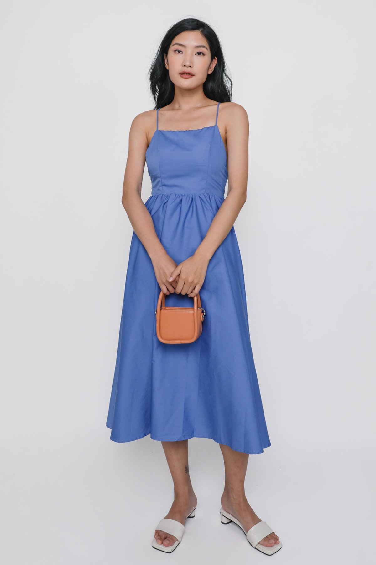Adriana Padded Maxi Dress (Blue)