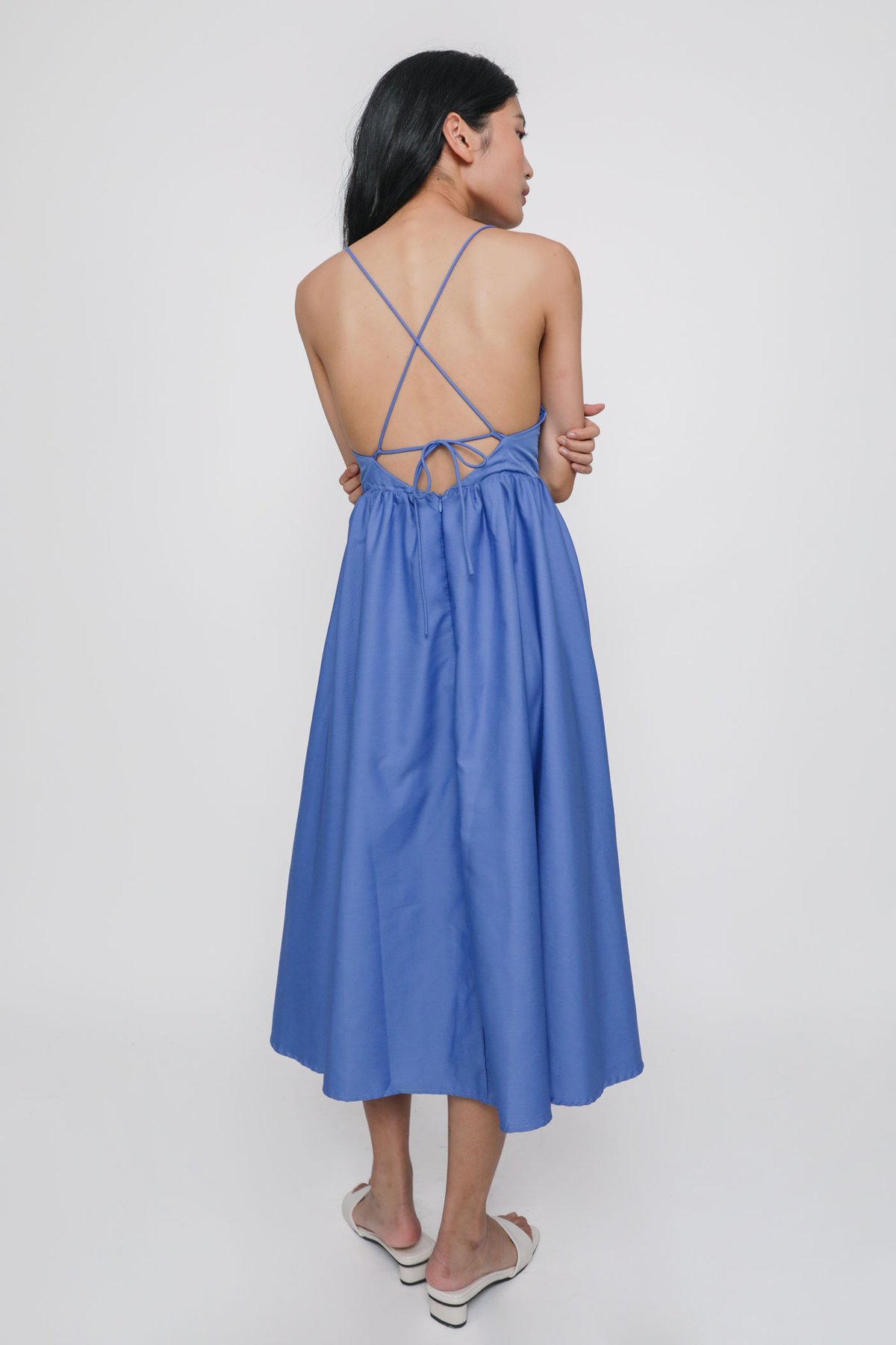 Adriana Padded Maxi Dress (Blue)