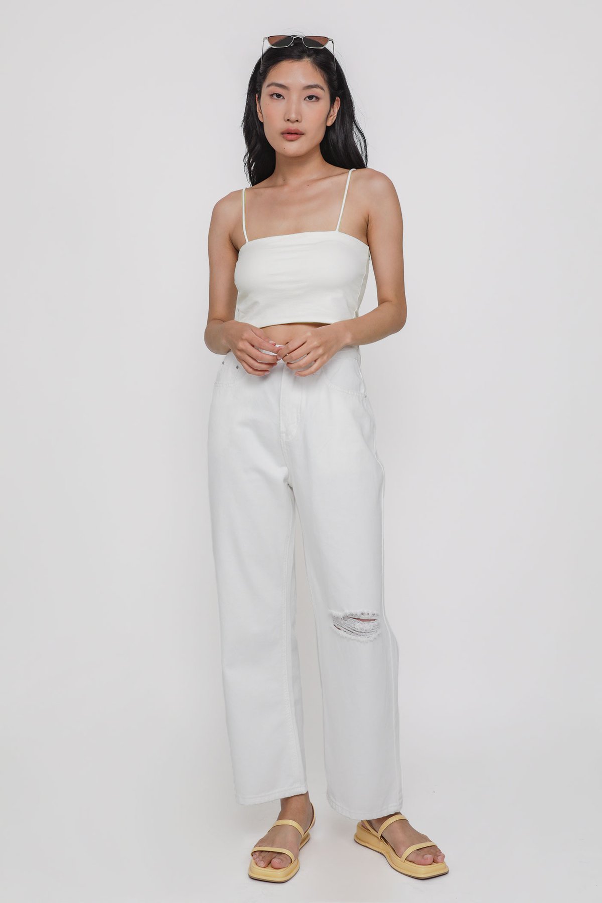 Andes Padded Crop Top (White)
