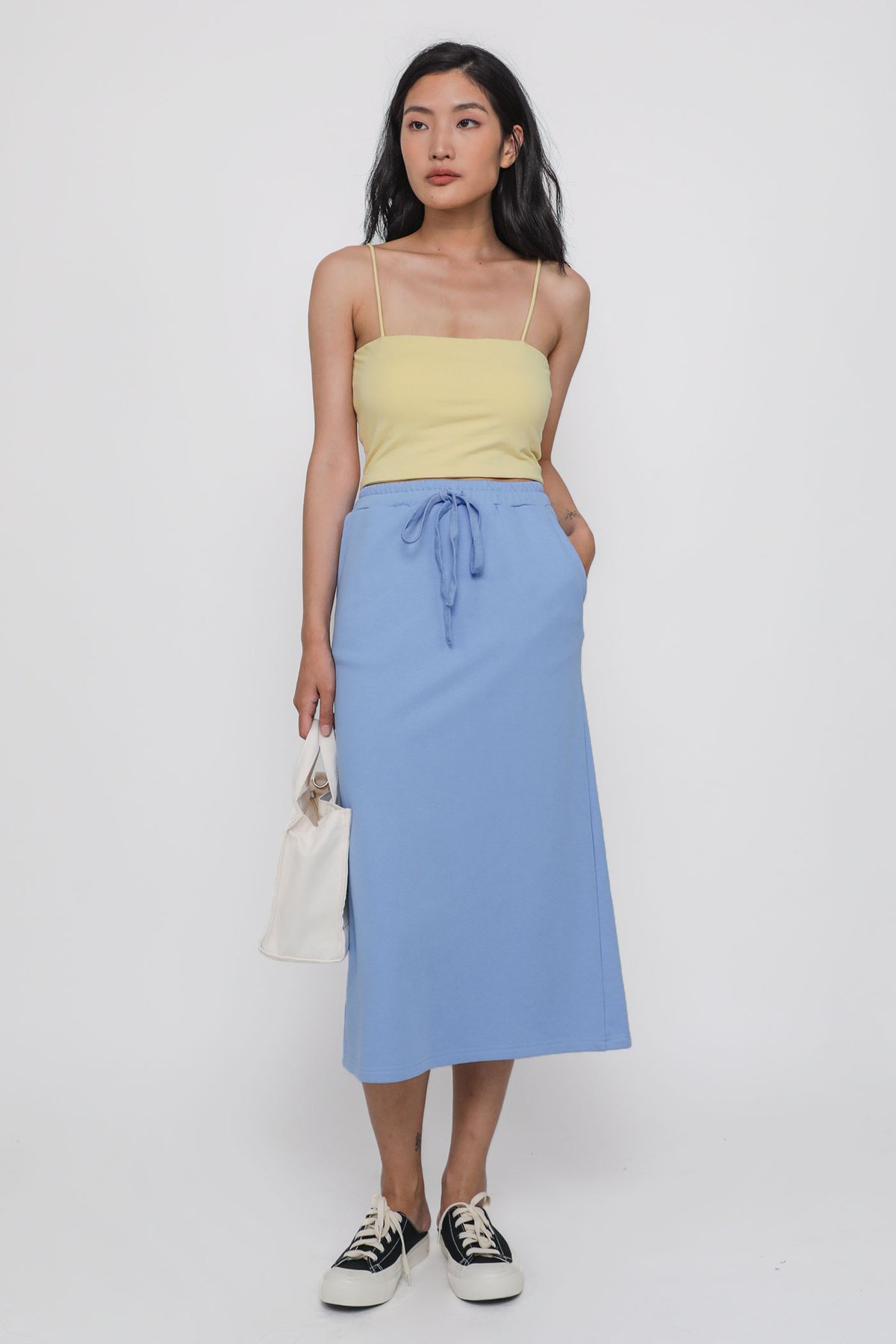 Nic Jersey Cotton Midi Skirt (Cornflower Blue)