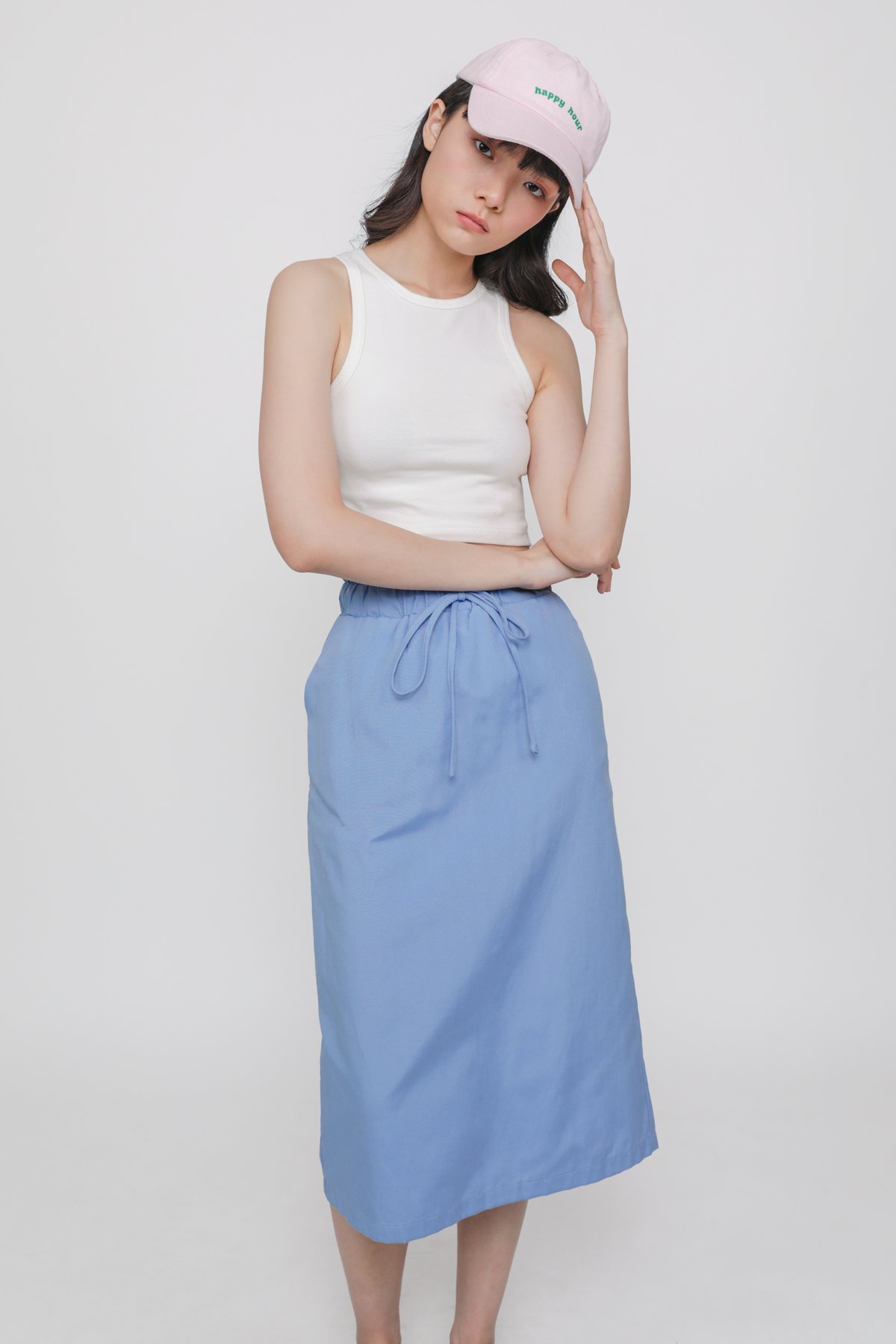 Lucille Paperbag Ruched Skirt (Blue)