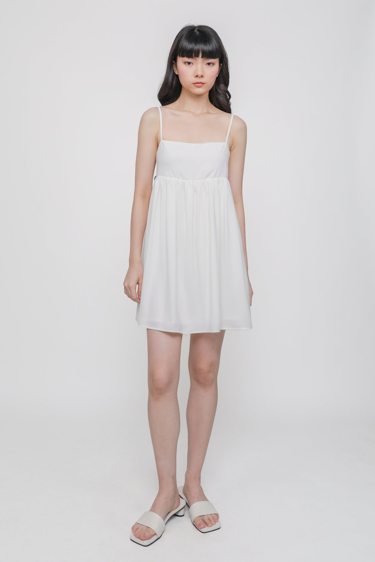 Odella Babydoll Dress (White)