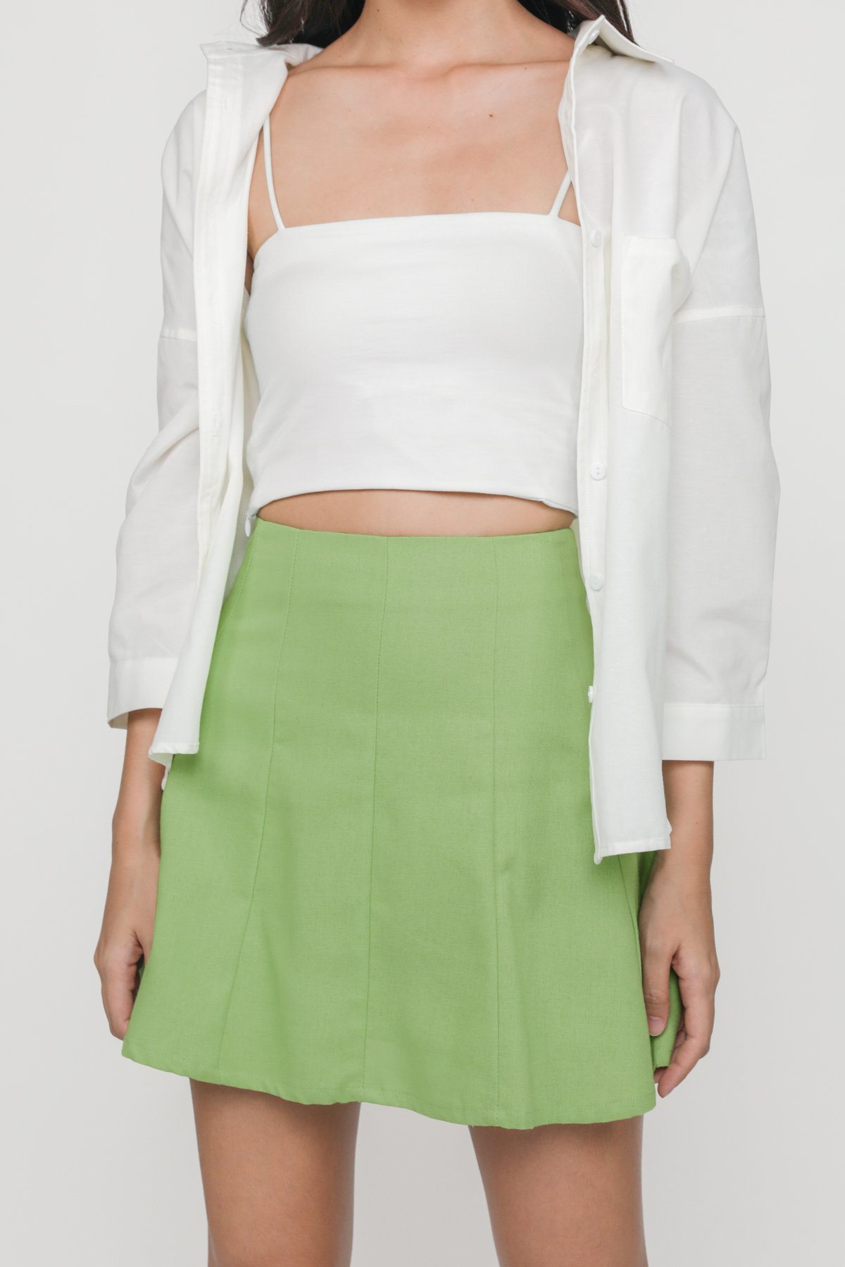 Georgina Linen Flare Skirt (Green)
