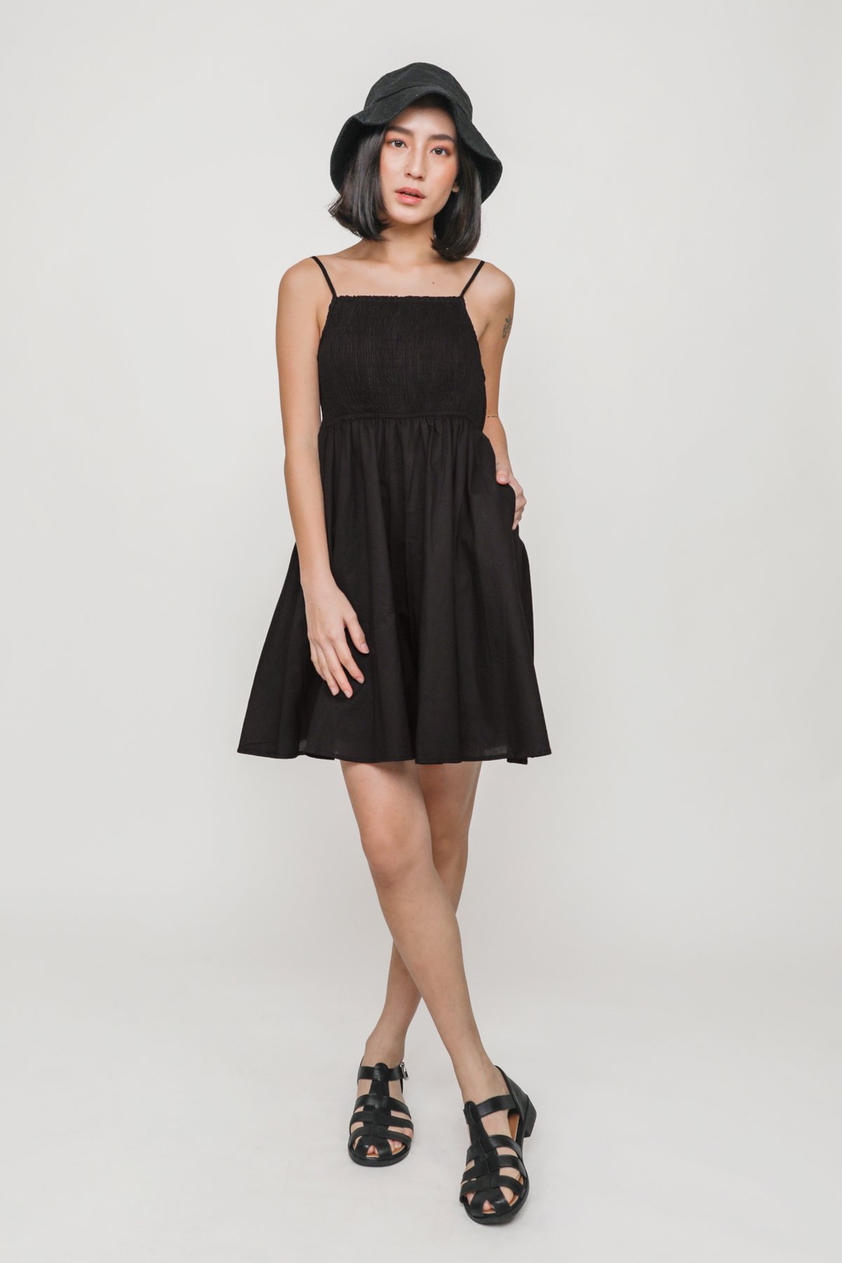 Kaylee Smocked Dress (Black)