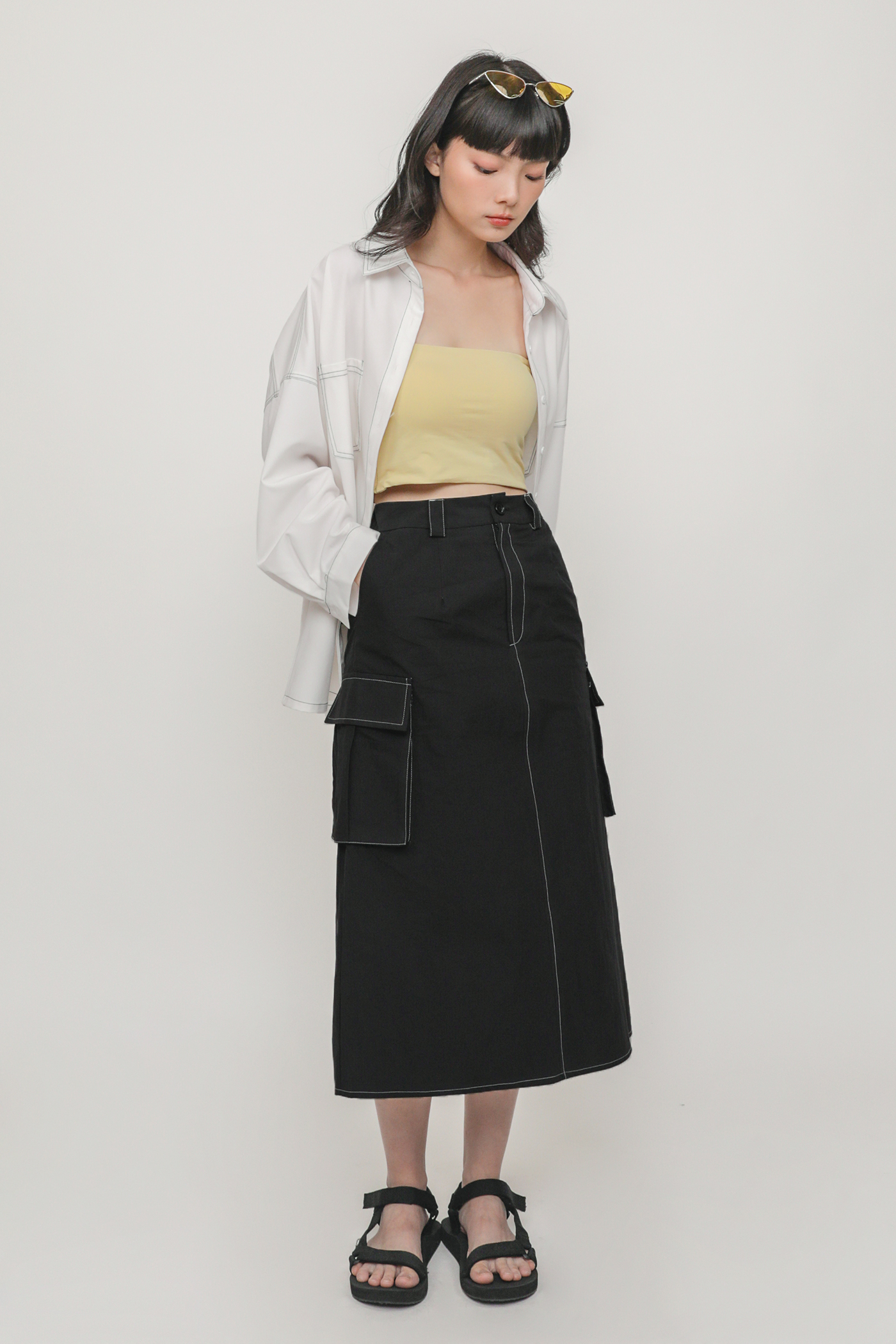 Hugh Cargo Midi Skirt (Black)