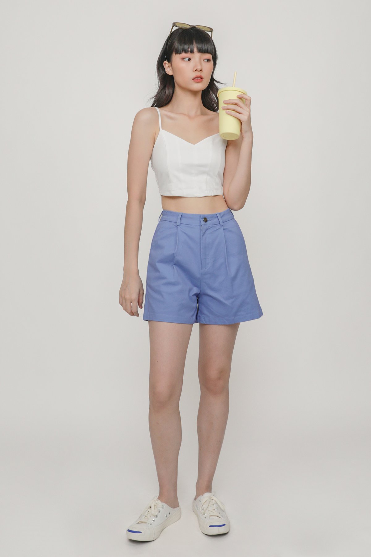Keoni Pleat Front Shorts (Cornflower Blue)