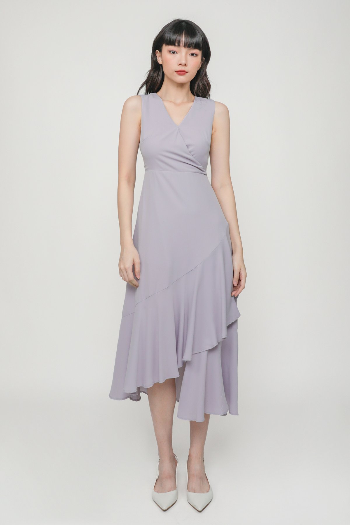 Lidia Ruffles Front Maxi Dress (Lilac)