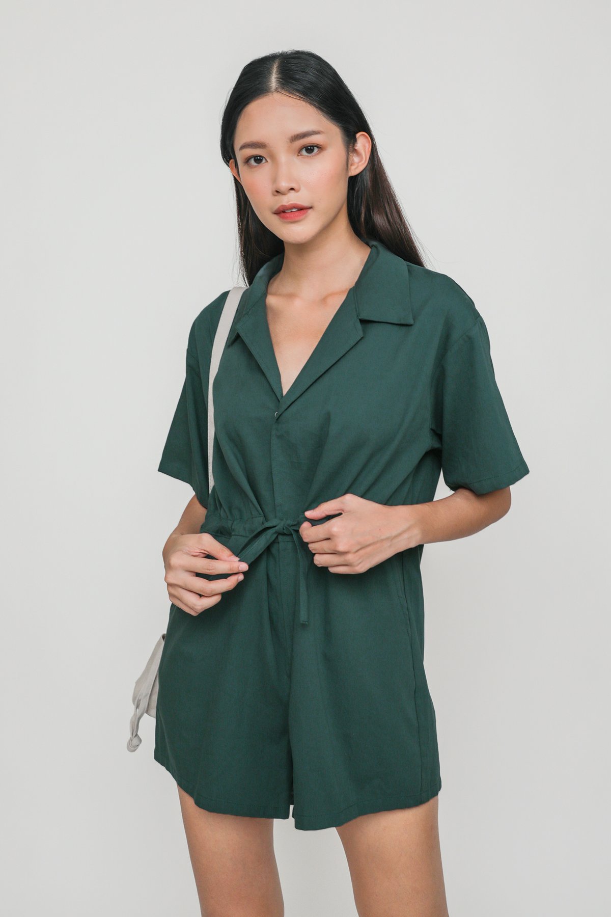 Marlo Short Sleeve Romper (Forest)