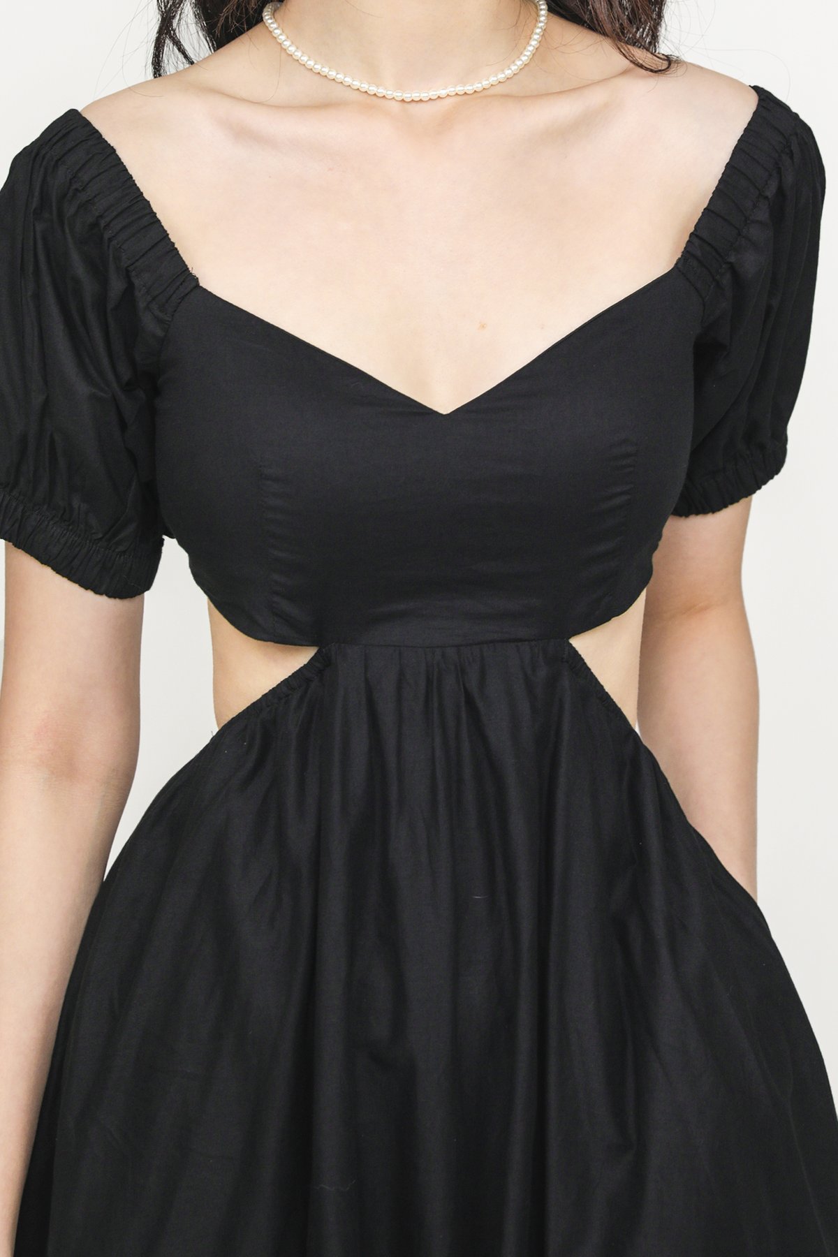 Adriel Cut Out Padded Midi Dress (Black)