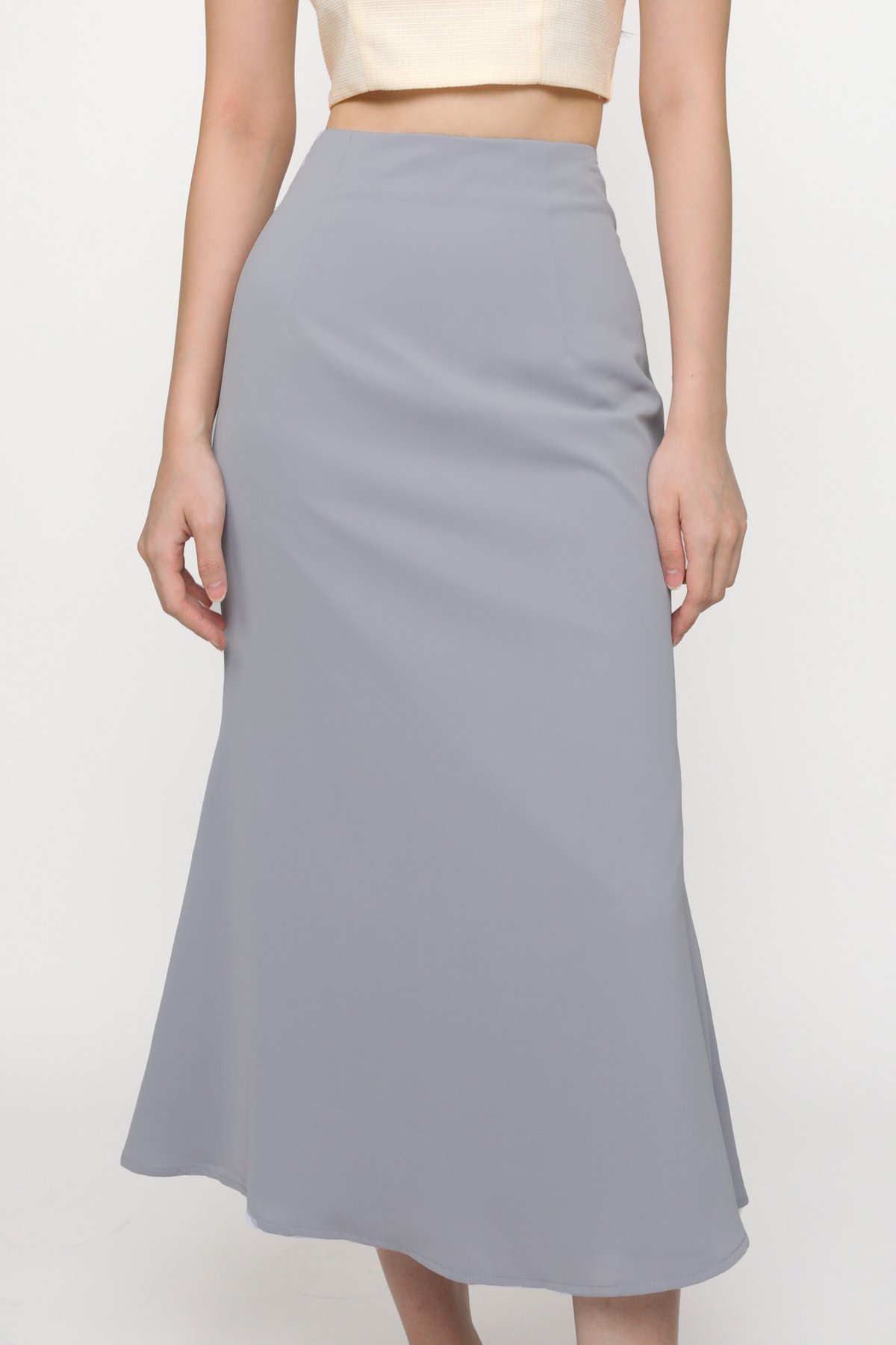 Gloria Fishtail Midi Skirt (Lilac Grey)