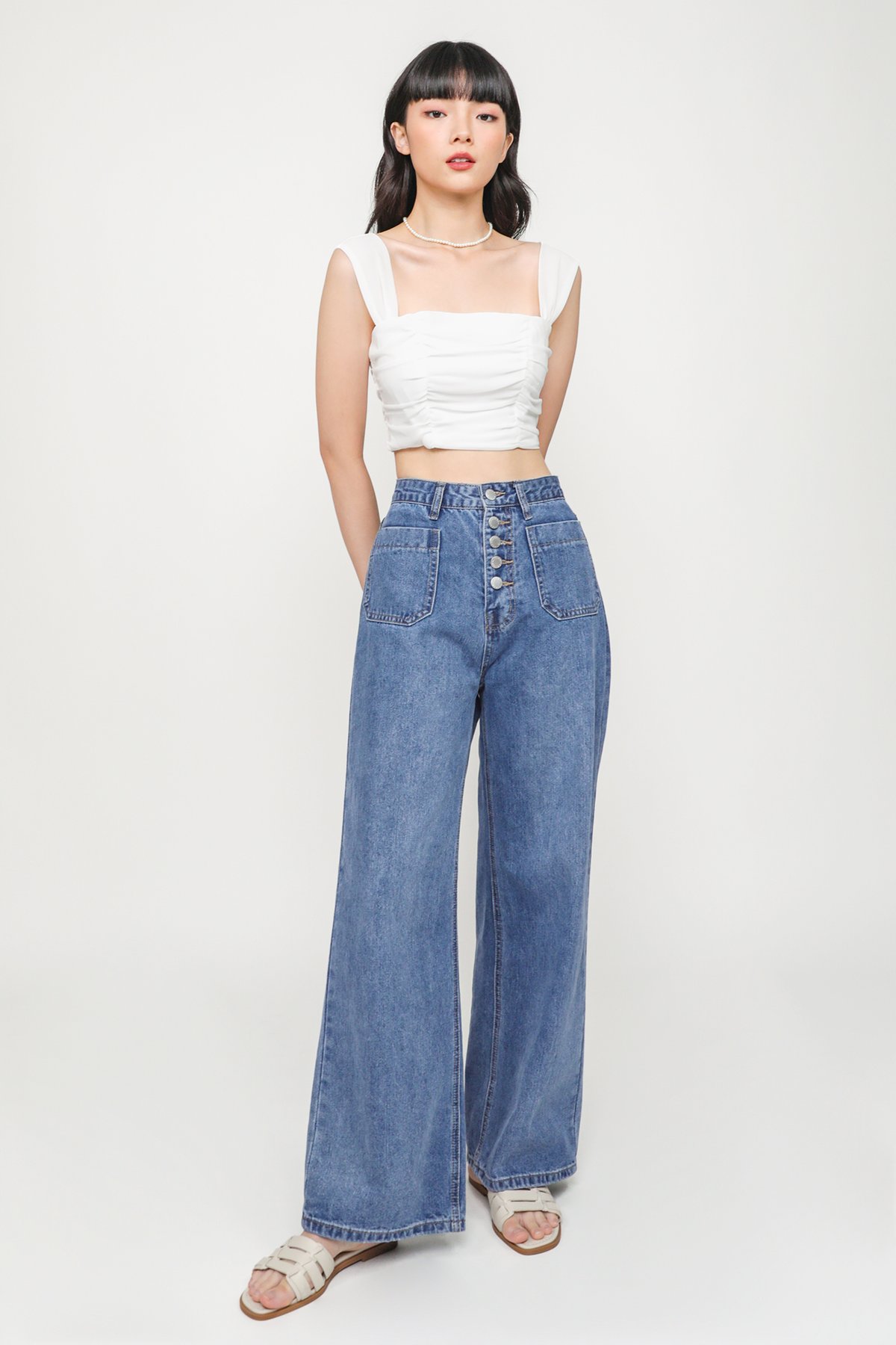 Ingrid Multi Buttons Jeans (Vintage Wash)