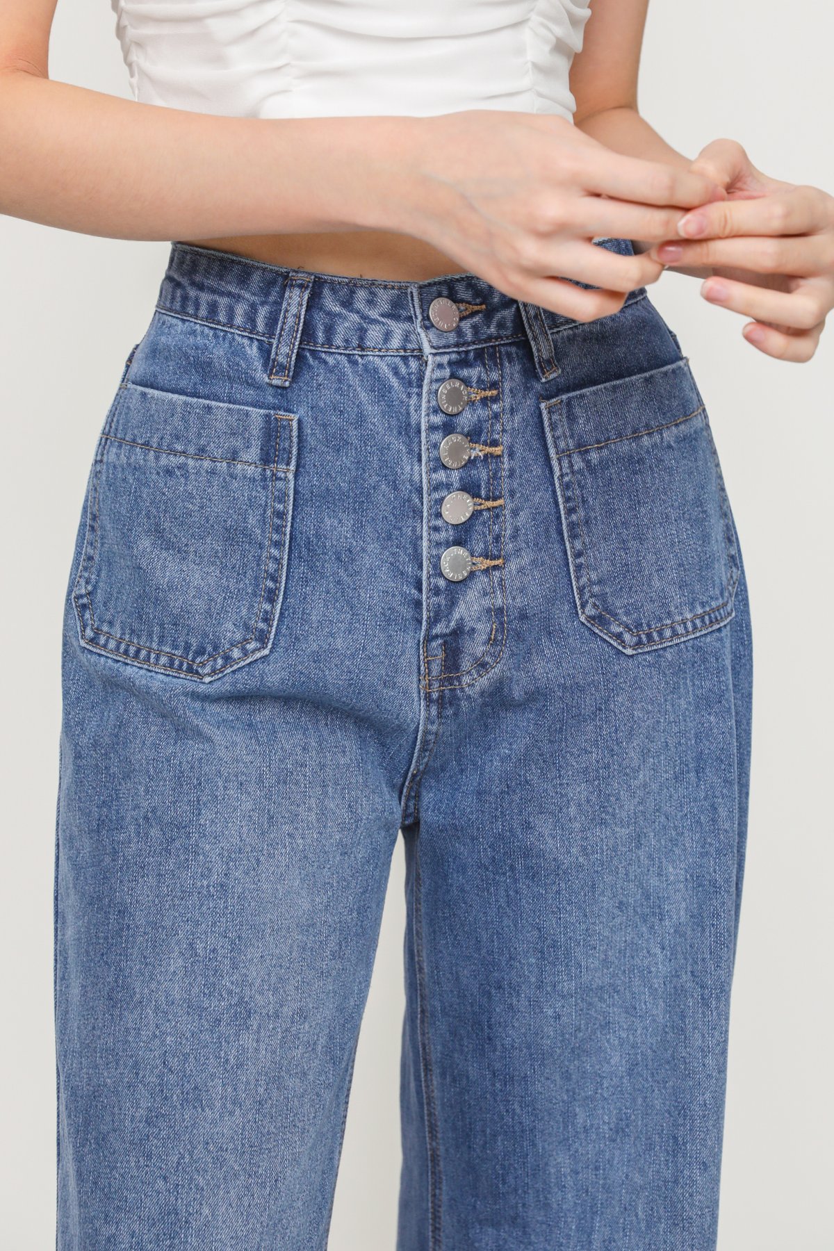 Ingrid Multi Buttons Jeans (Vintage Wash)